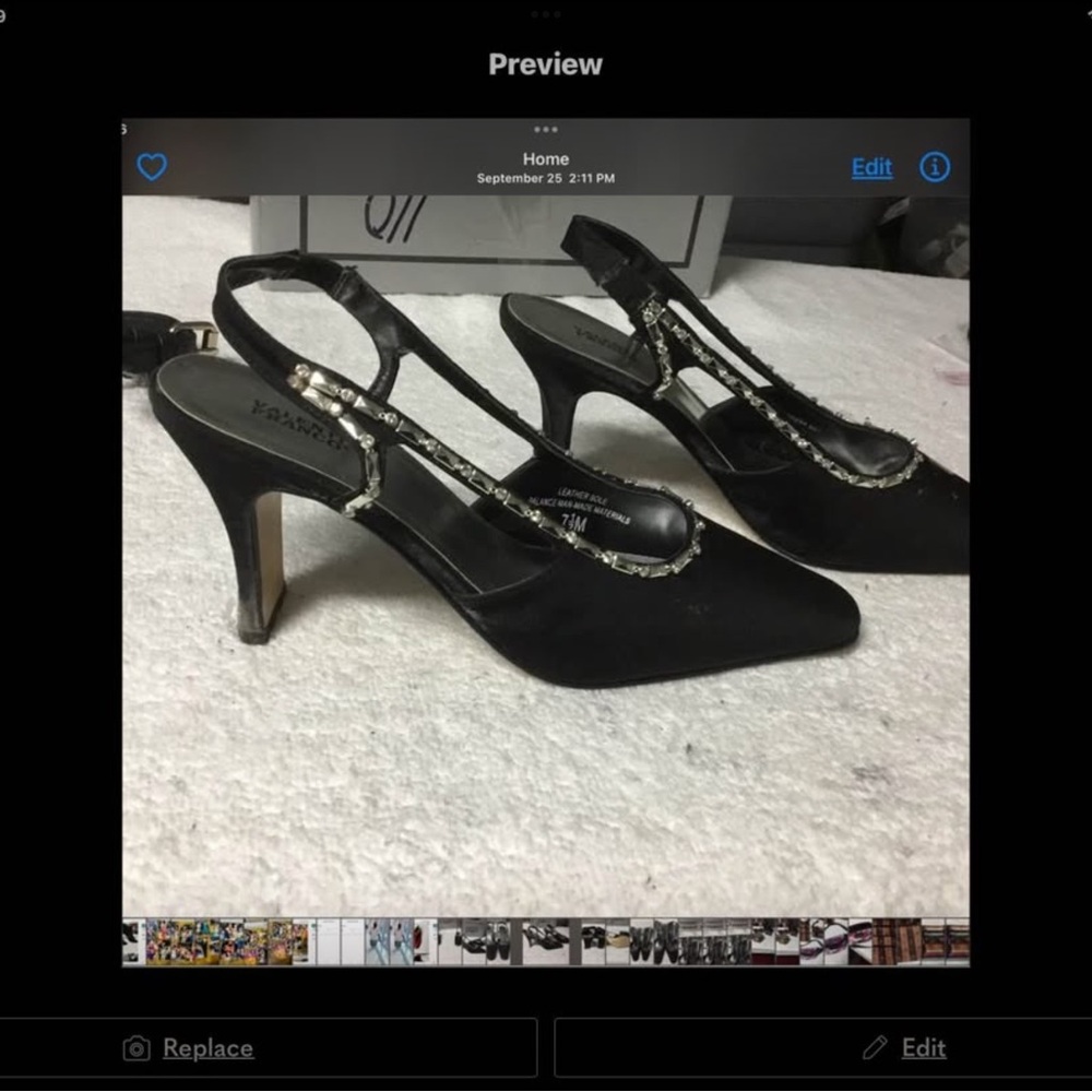 (192) Women’s Valenti Franco Black -Silver Slingback Heels Size 7.5 All Occasion